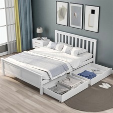 Double Bed White 4ft6 Wooden