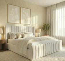 Winged Upholstered Bed Frame