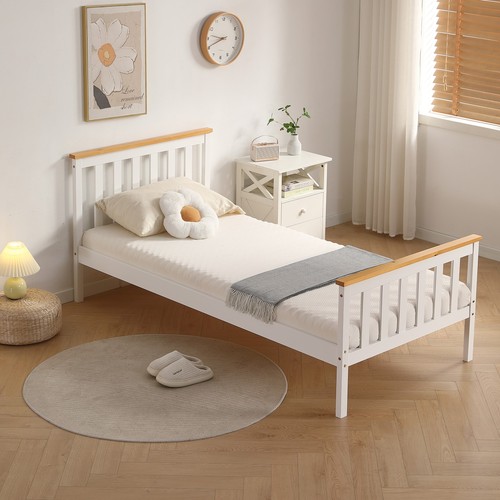 Single bed white - white, pine